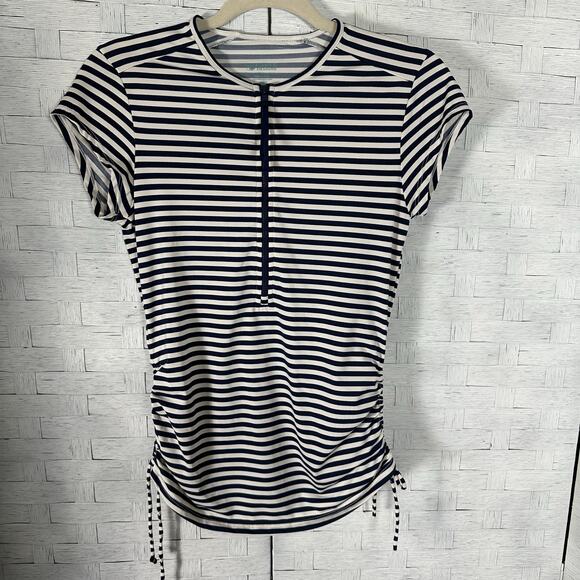 Carve Designs women’s athletic top 3/4 zip drawstring side roosted nautical - Picture 1 of 8